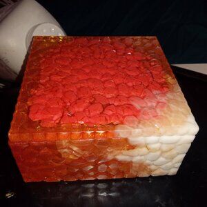 Handmade Cobblestone Orange and white Jewelry Box